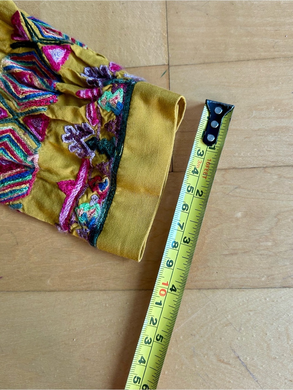 Anthropologie Floreat Embroidered, Boho V-Neck Dress, Gold, Pink, Size XS - Picture 16 of 17